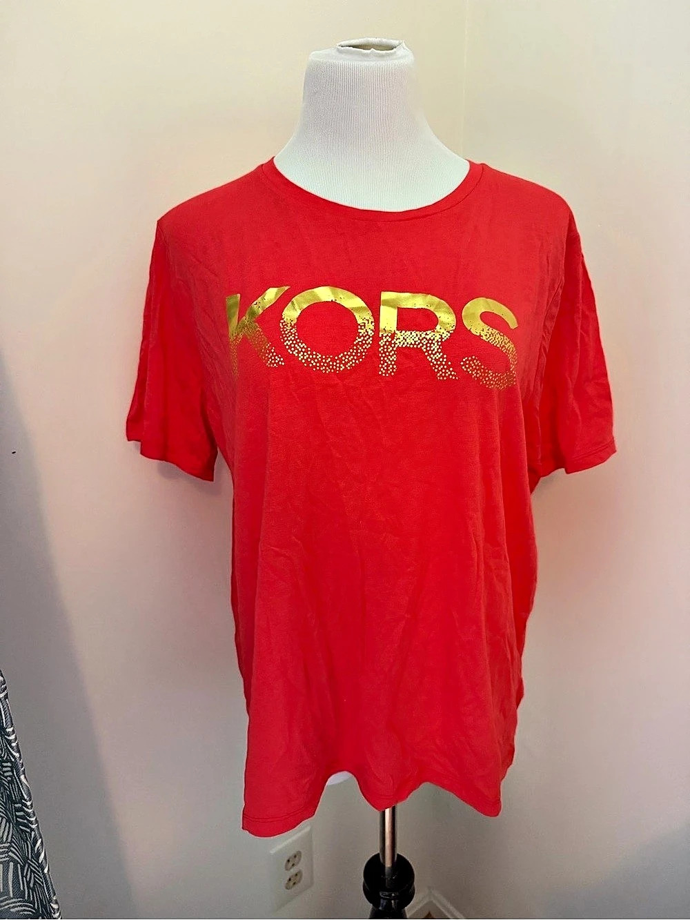 Michael Kors Logo Short Sleeve Tee in Red Size XL Like New